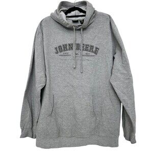 John Deere Gray Hoodie 2XLT Sweatshirt Fleece Logo Vintage Farm Tractor Pullover